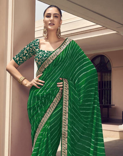 Green Georgette Saree | Leemboodi