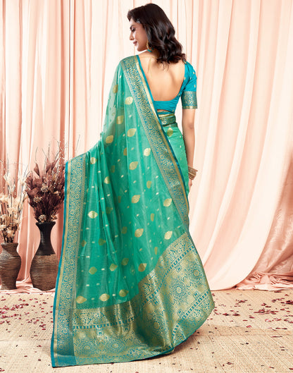 Turquoise Green Silk Saree