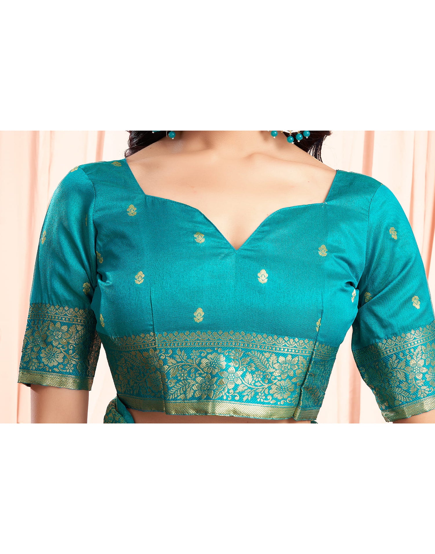 Turquoise Green Silk Saree