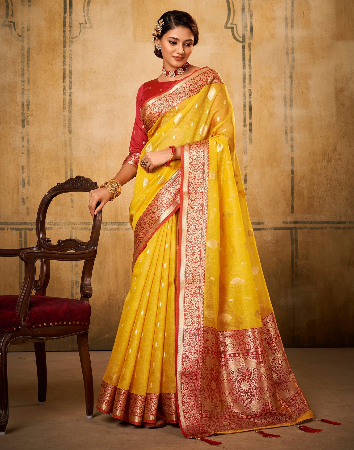 Yellow Silk Saree | Leemboodi