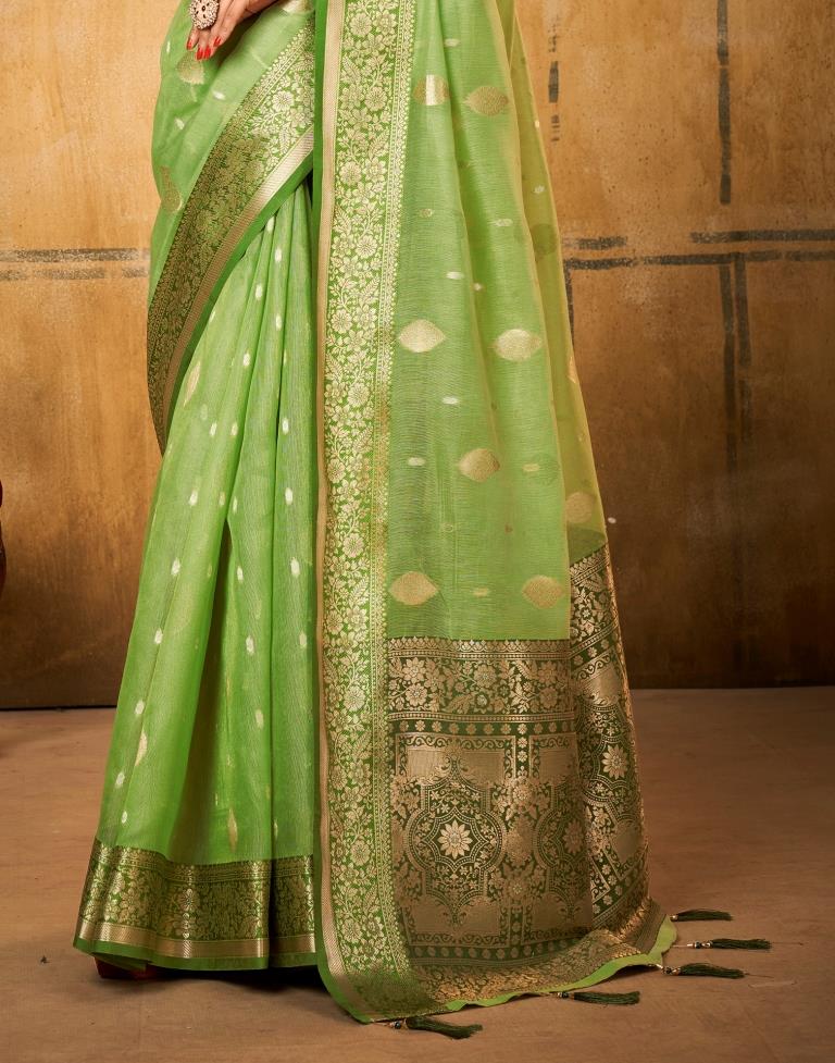 Pista Green Silk Saree | Leemboodi