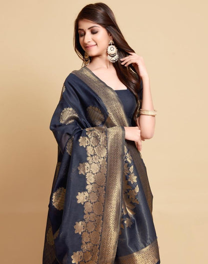 Navy Blue Tassel Saree | Leemboodi