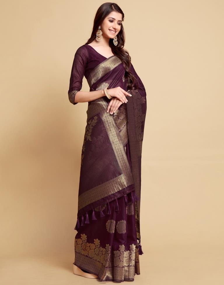 Wine Tassel Saree | Leemboodi