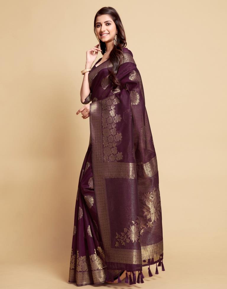 Wine Tassel Saree | Leemboodi