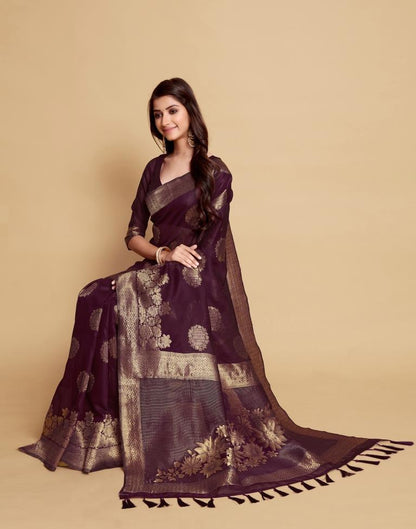 Wine Tassel Saree | Leemboodi