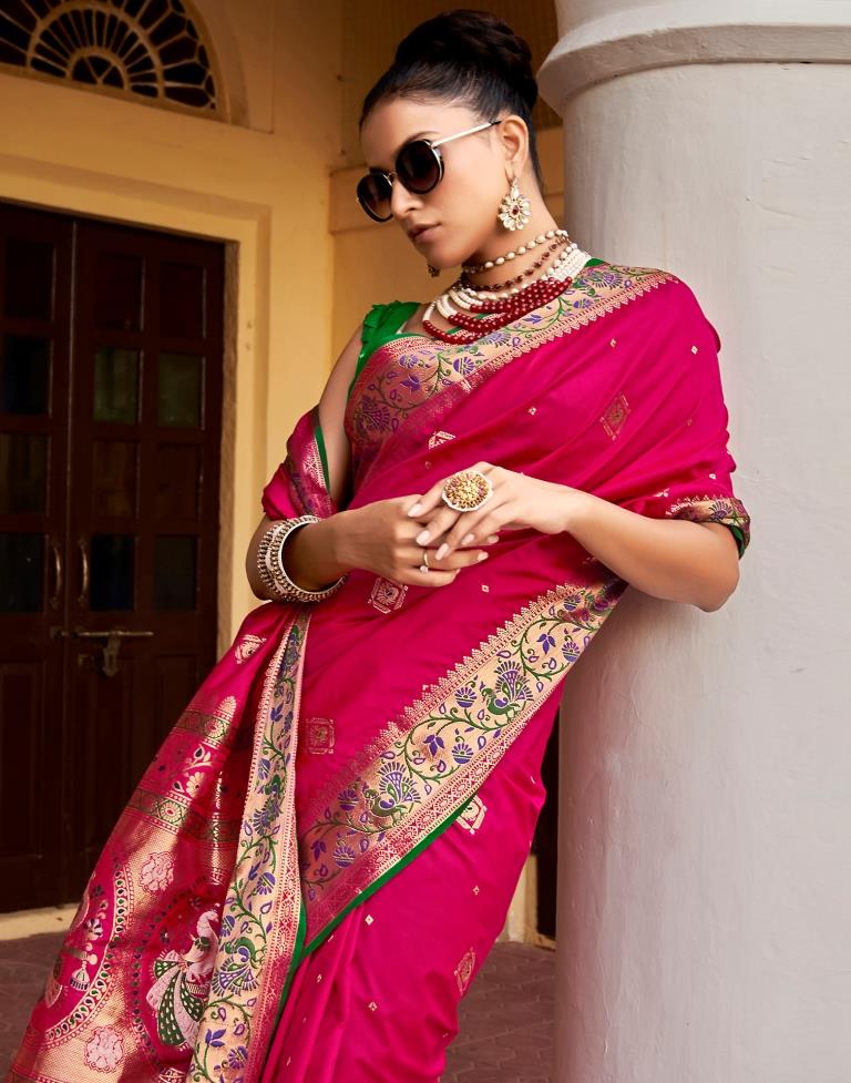 Dark Pink Silk Saree | Leemboodi