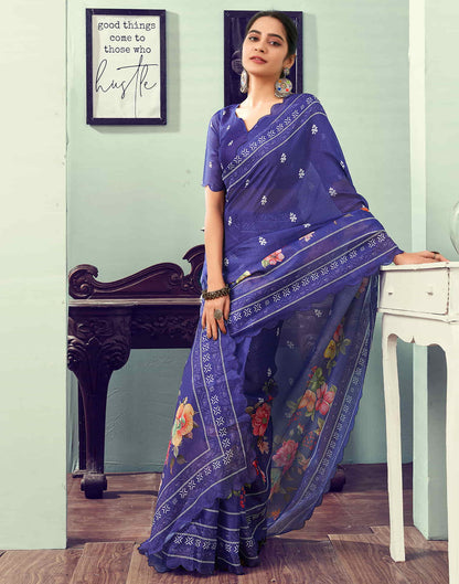 Ready To Wear Violet Printed Woven Saree