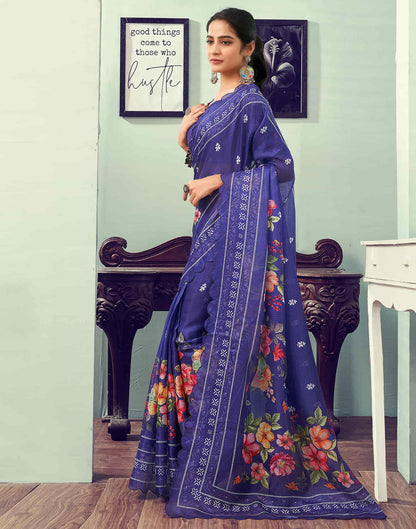 Ready To Wear Violet Printed Woven Saree