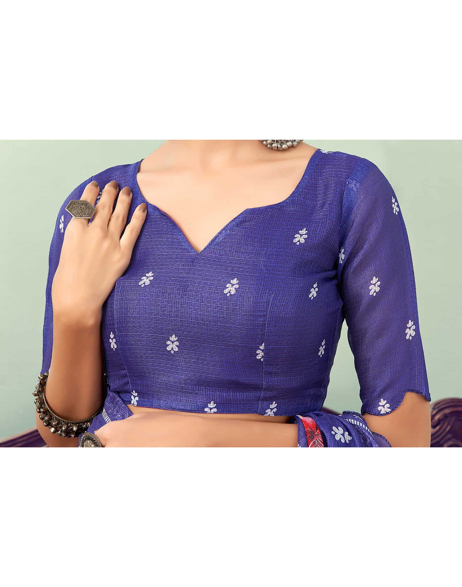 Ready To Wear Violet Printed Woven Saree