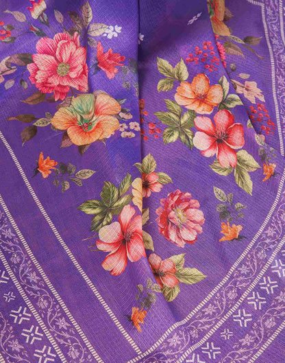 Ready To Wear Purple Printed Woven Saree