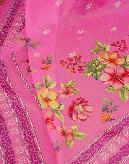 Ready To Wear Pink Printed Woven Saree