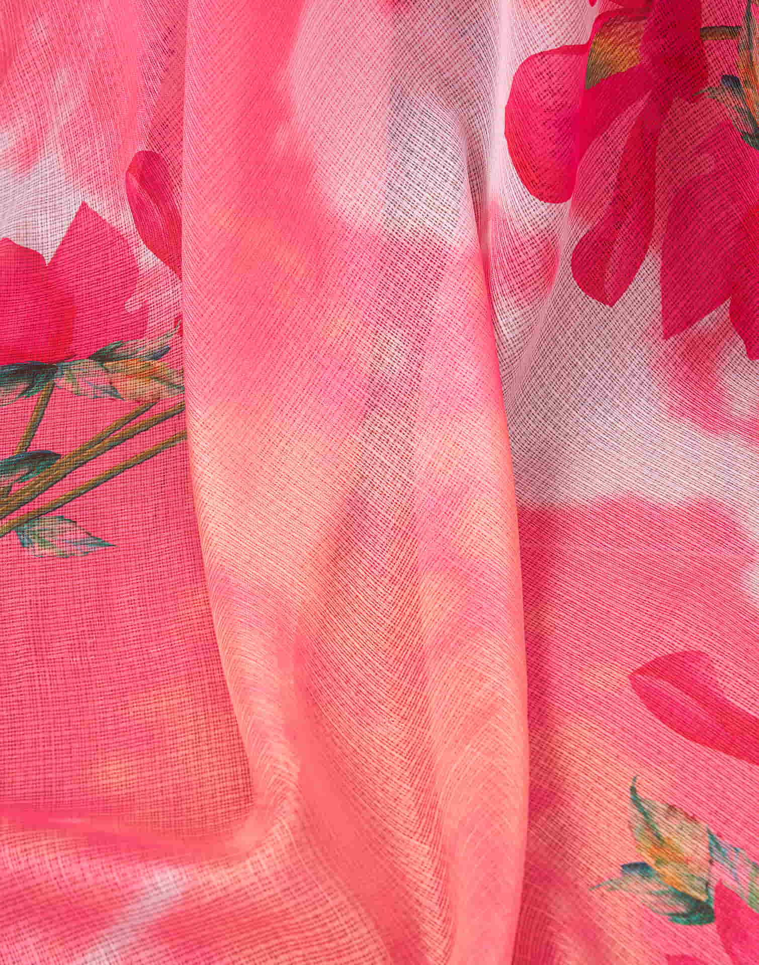 Ready To Wear Rose Pink Printed Woven Saree