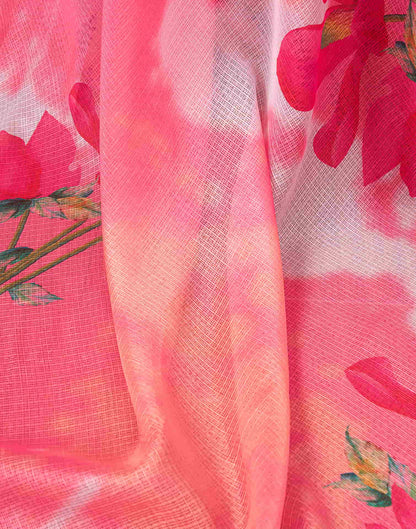 Ready To Wear Rose Pink Printed Woven Saree