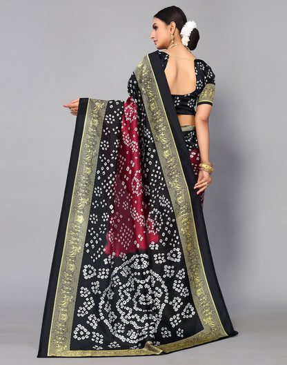 Maroon Silk Printed Saree | Sudathi