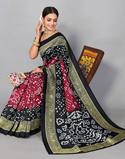 Maroon Silk Printed Saree | Sudathi