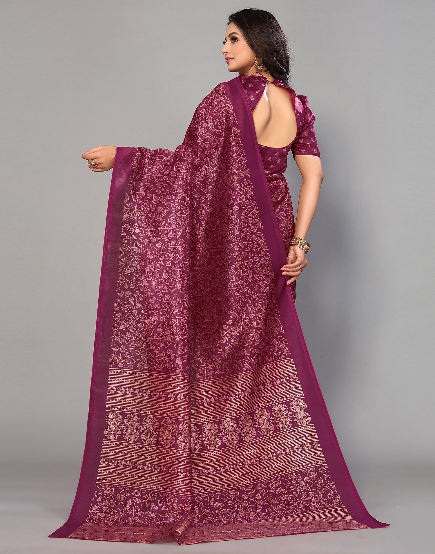 Purple Silk Printed Saree | Sudathi