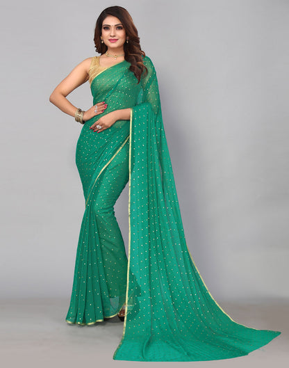 Green Chiffon Plain Saree | Sudathi