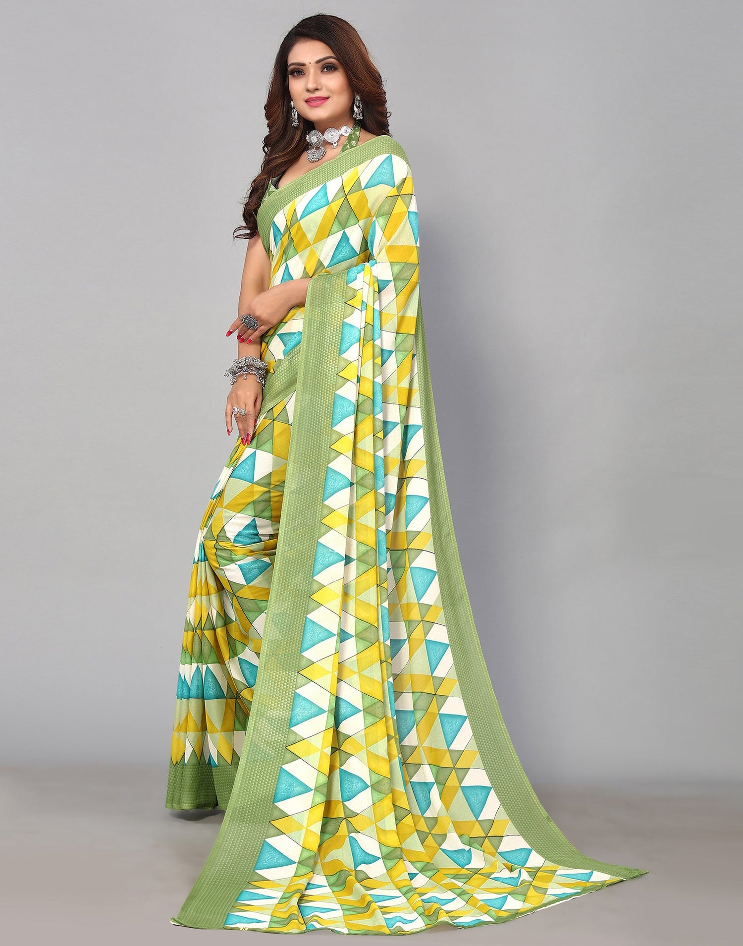 Light Green Georgette Printed Saree | Sudathi