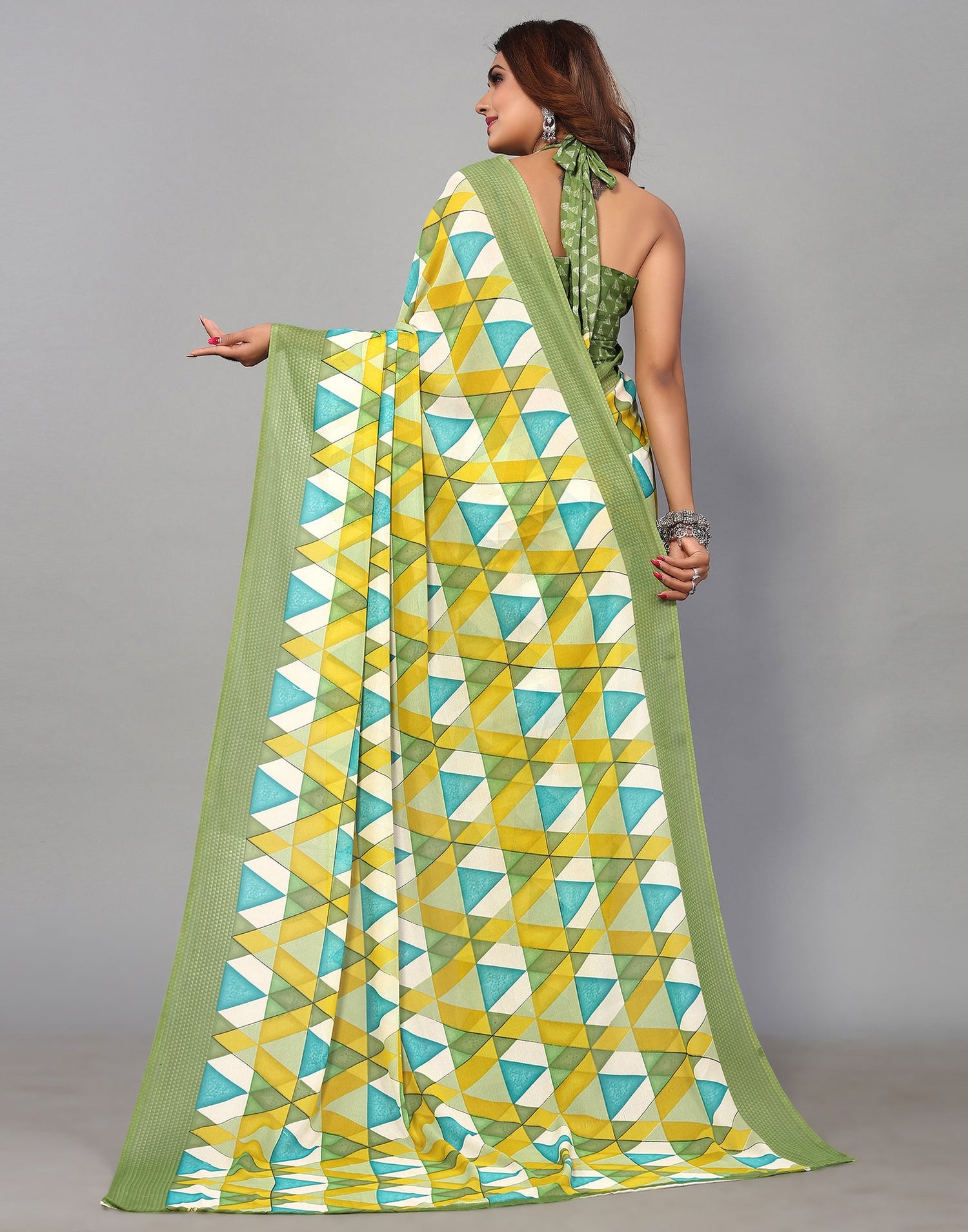 Light Green Georgette Printed Saree | Sudathi