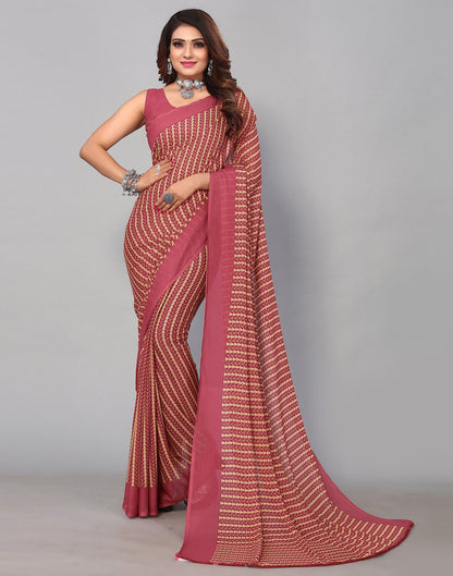 Maroon &amp; Multicoloured Georgette Printed Saree | Sudathi