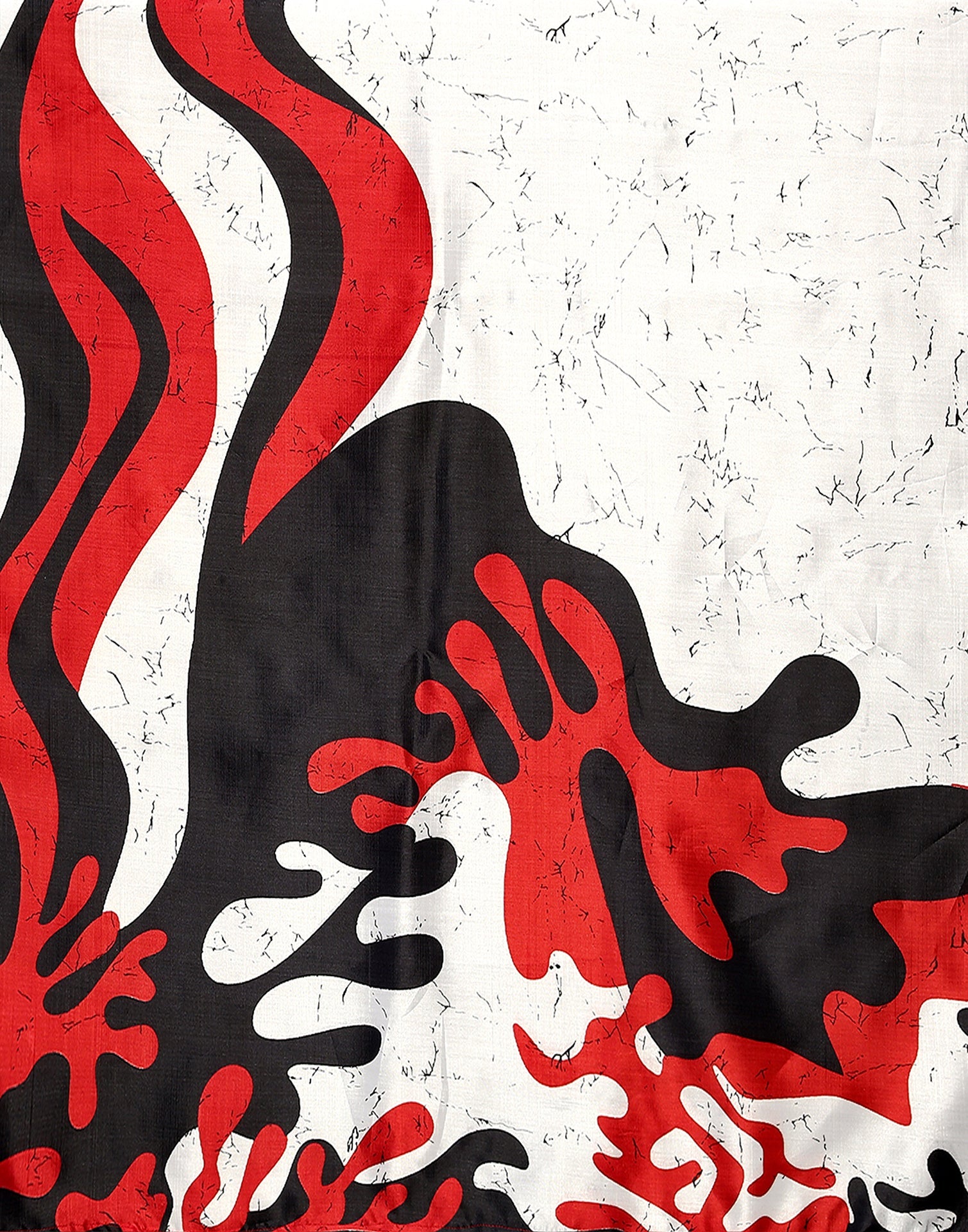White &amp; Black &amp; Red Silk Printed Saree | Sudathi
