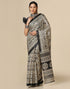 Black & Beige Silk Printed Saree | Sudathi