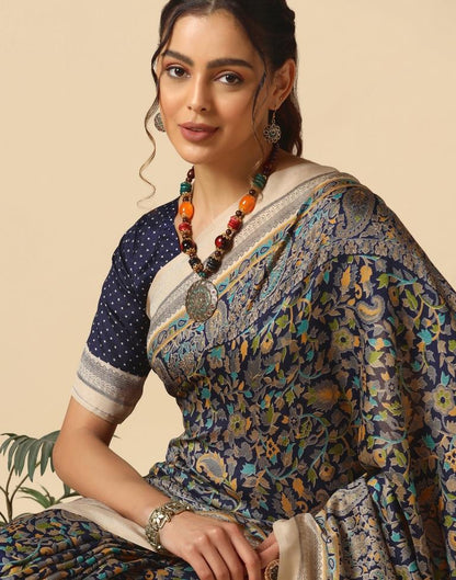 Navy Blue Silk Saree | Sudathi