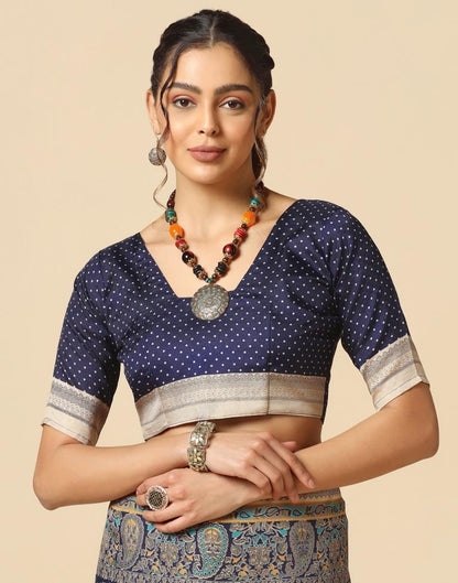 Navy Blue Silk Saree | Sudathi