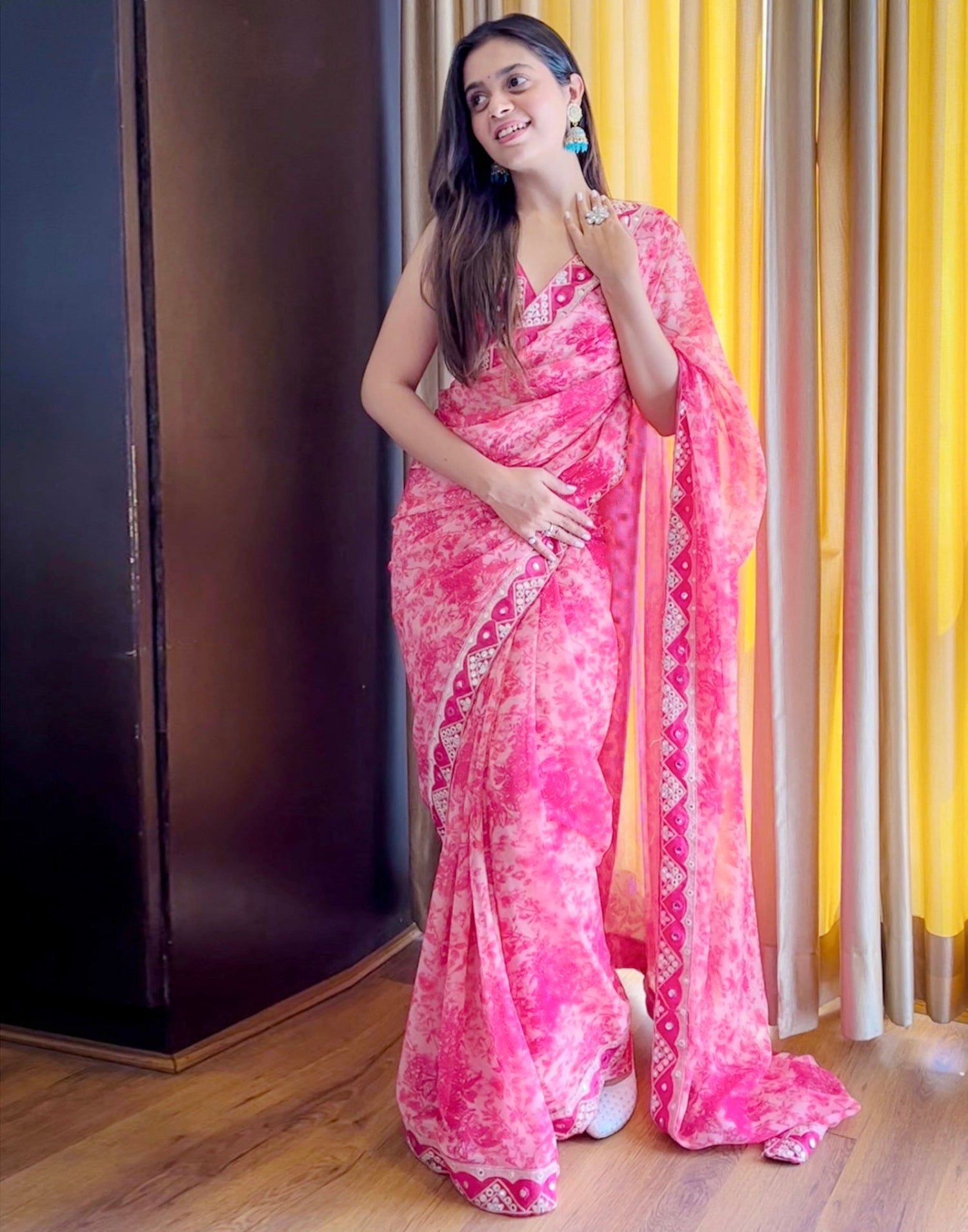 Pink Georgette Saree | Leemboodi