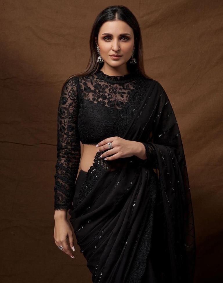 Black Sequence Saree | Leemboodi