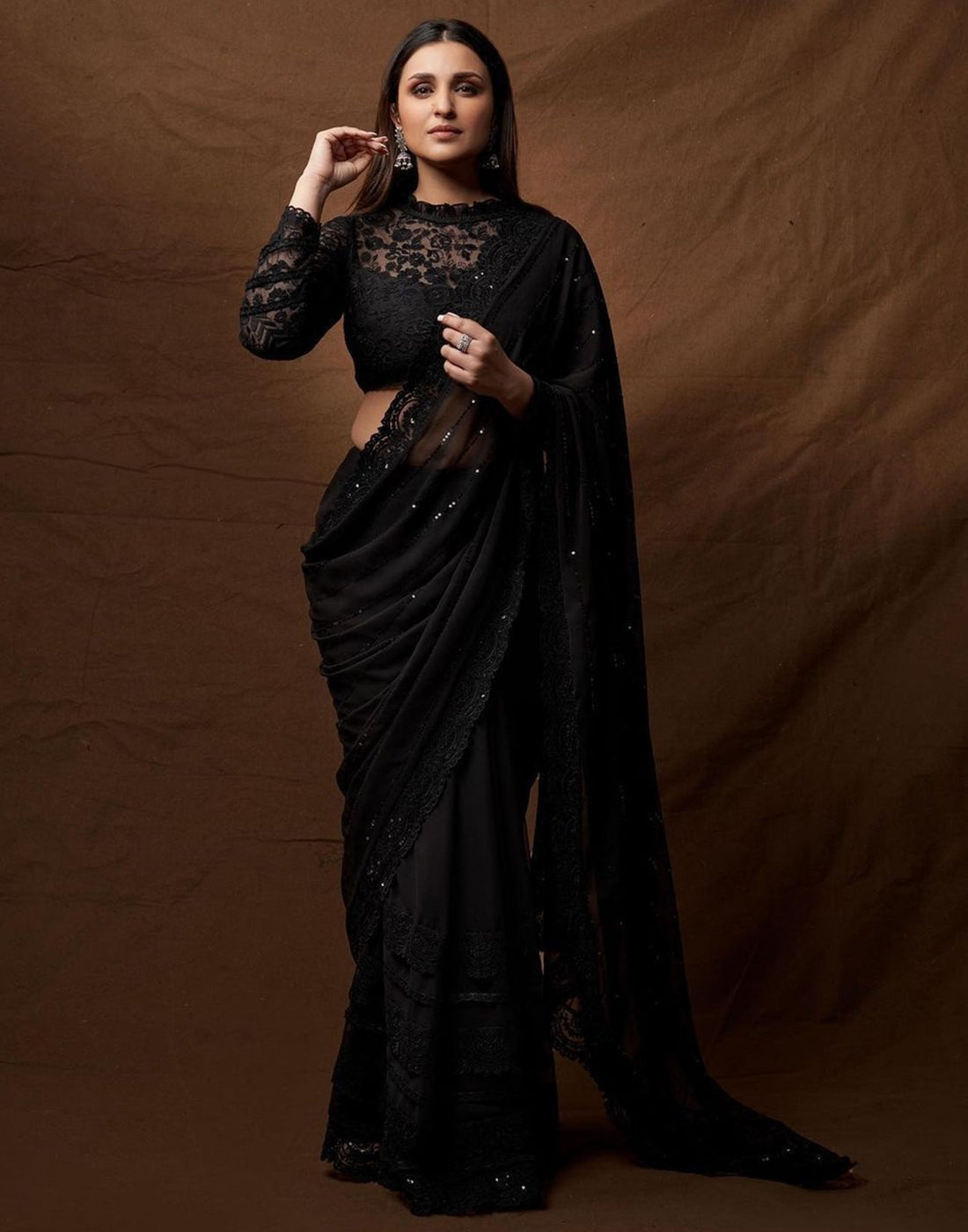 Black Sequence Saree | Leemboodi