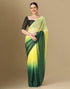 Yellow And Green Georgette Jari Stripes Saree | Sudathi