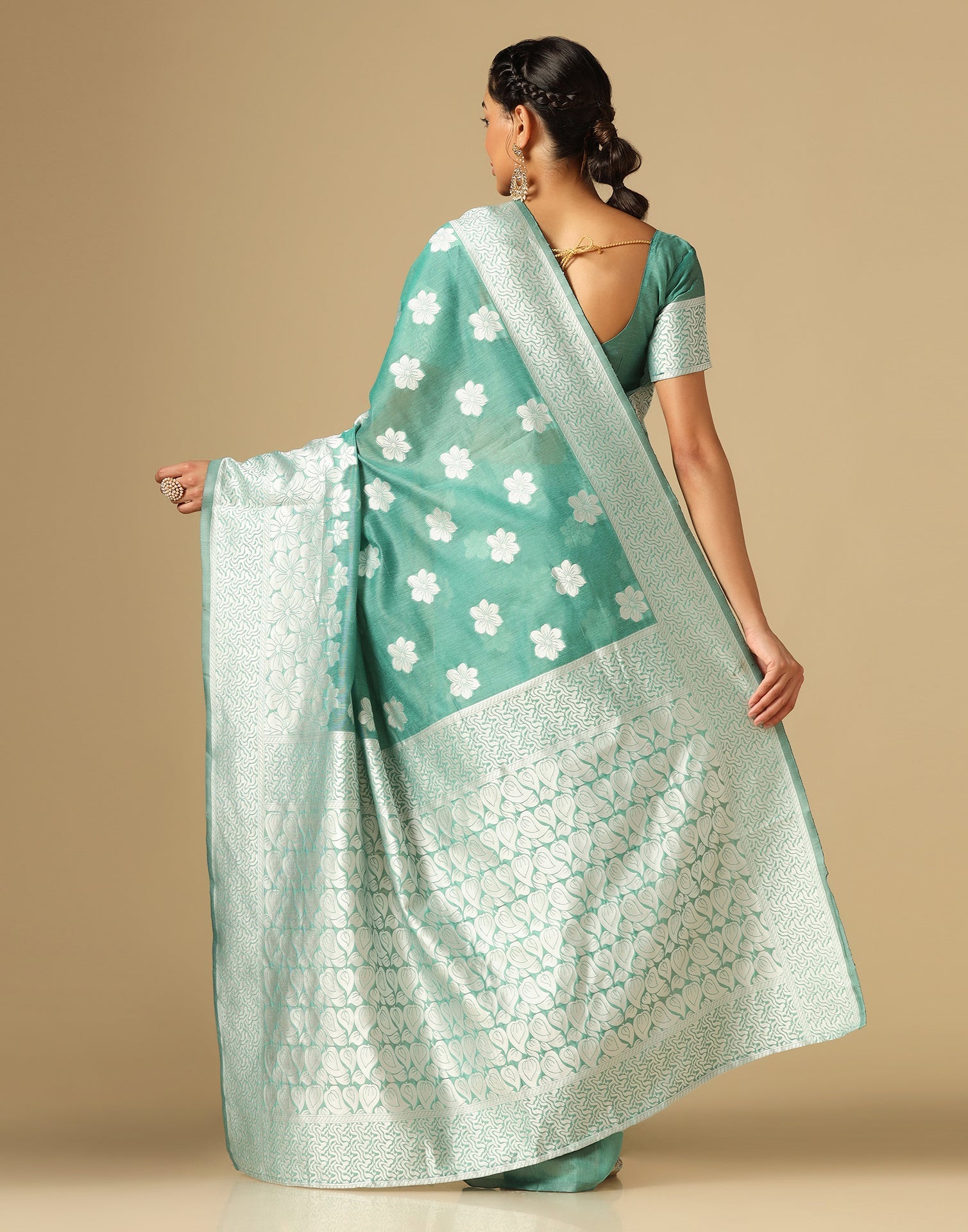 Green Banarasi Cotton Saree | Sudathi