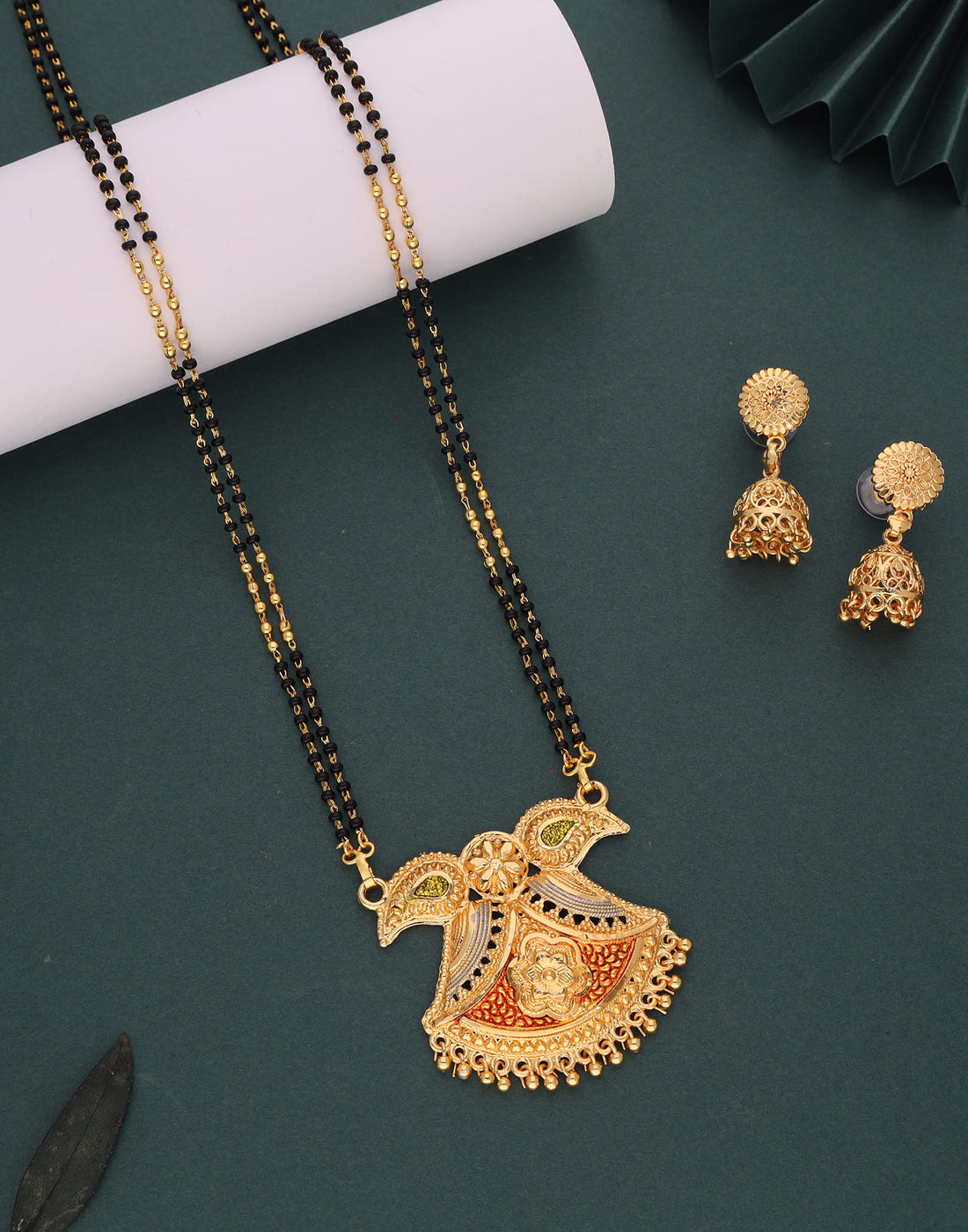 Gold Mangalsutra With Dangle Earring