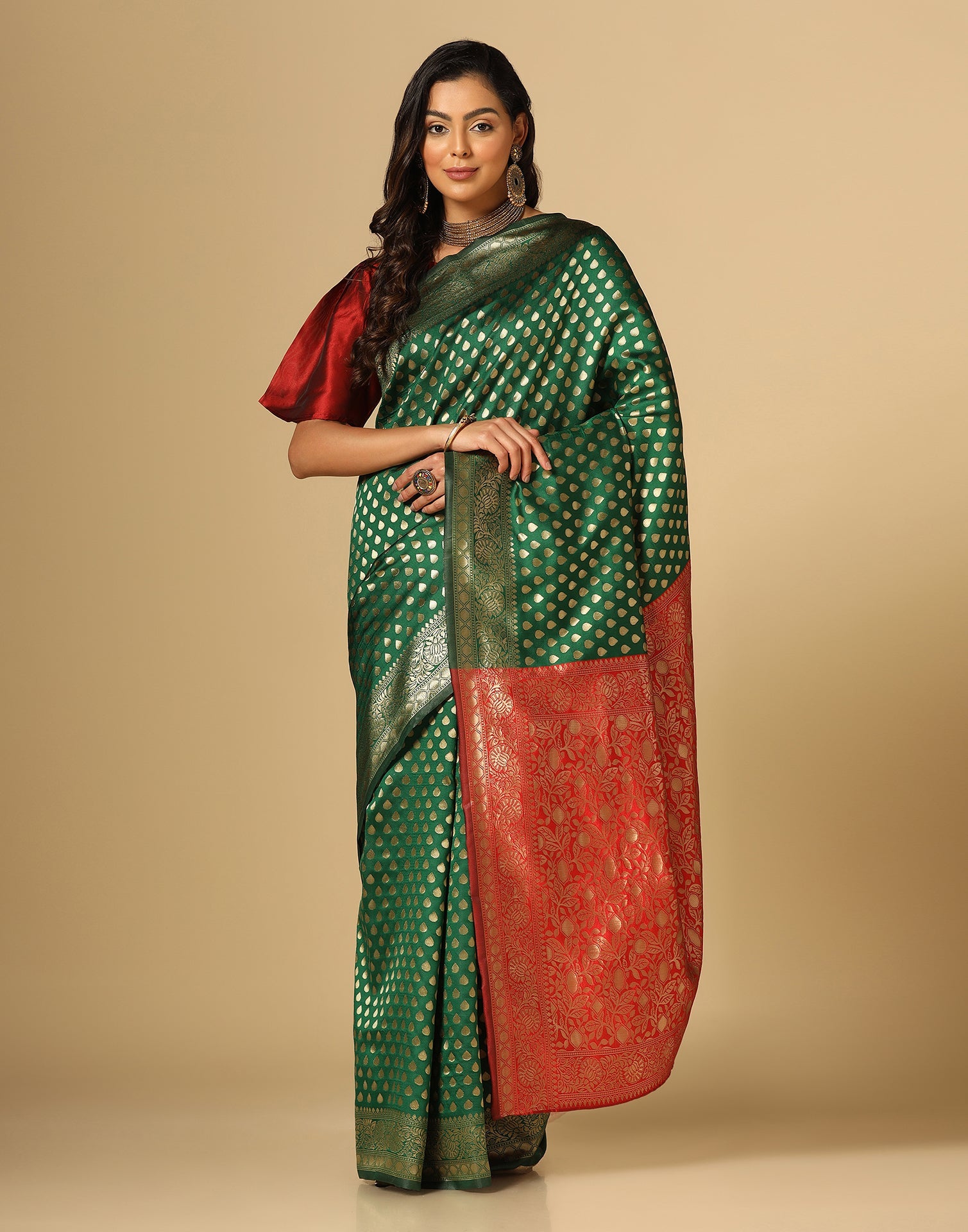 Green Banarasi Silk Saree | Sudathi