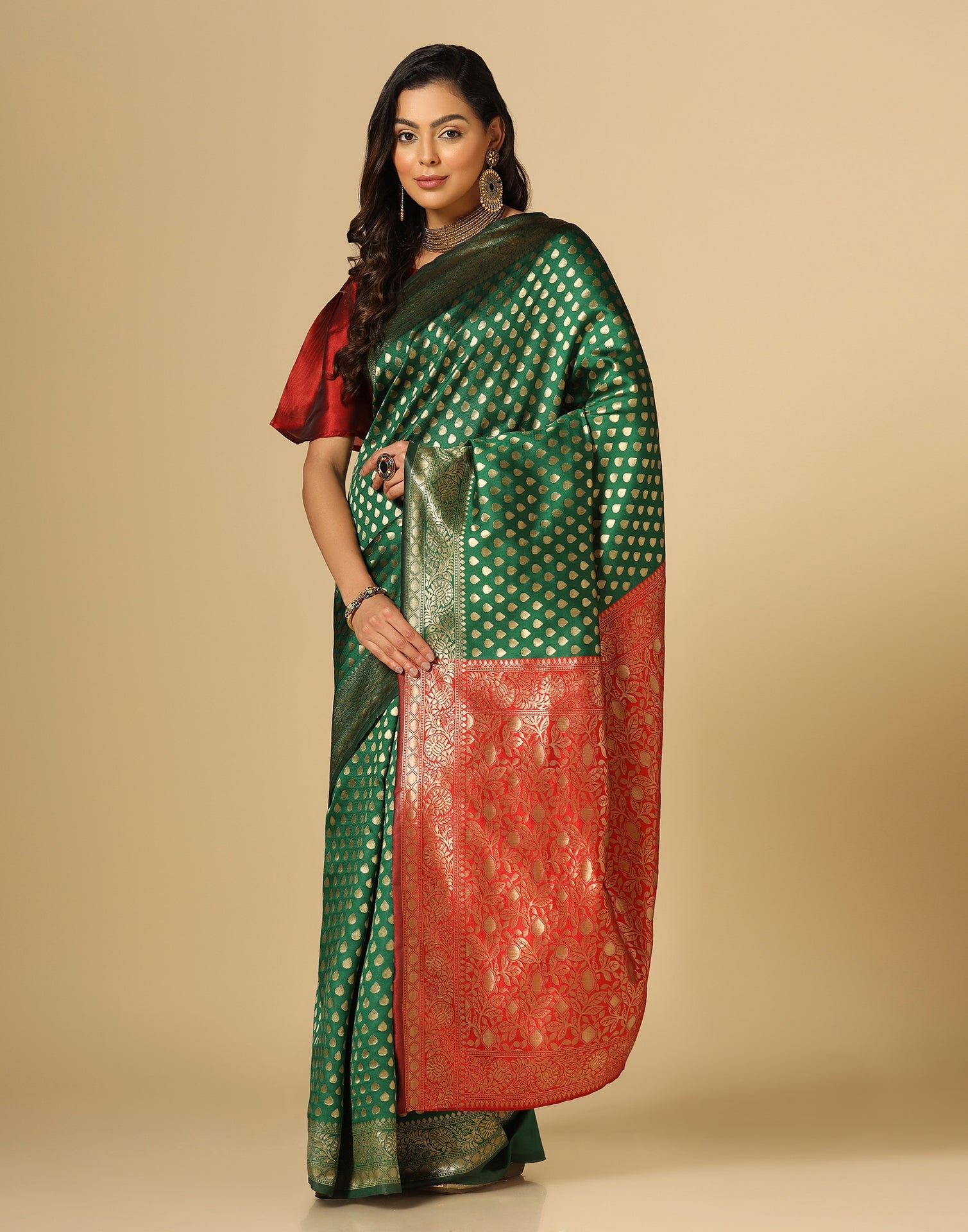 Green Banarasi Silk Saree | Sudathi