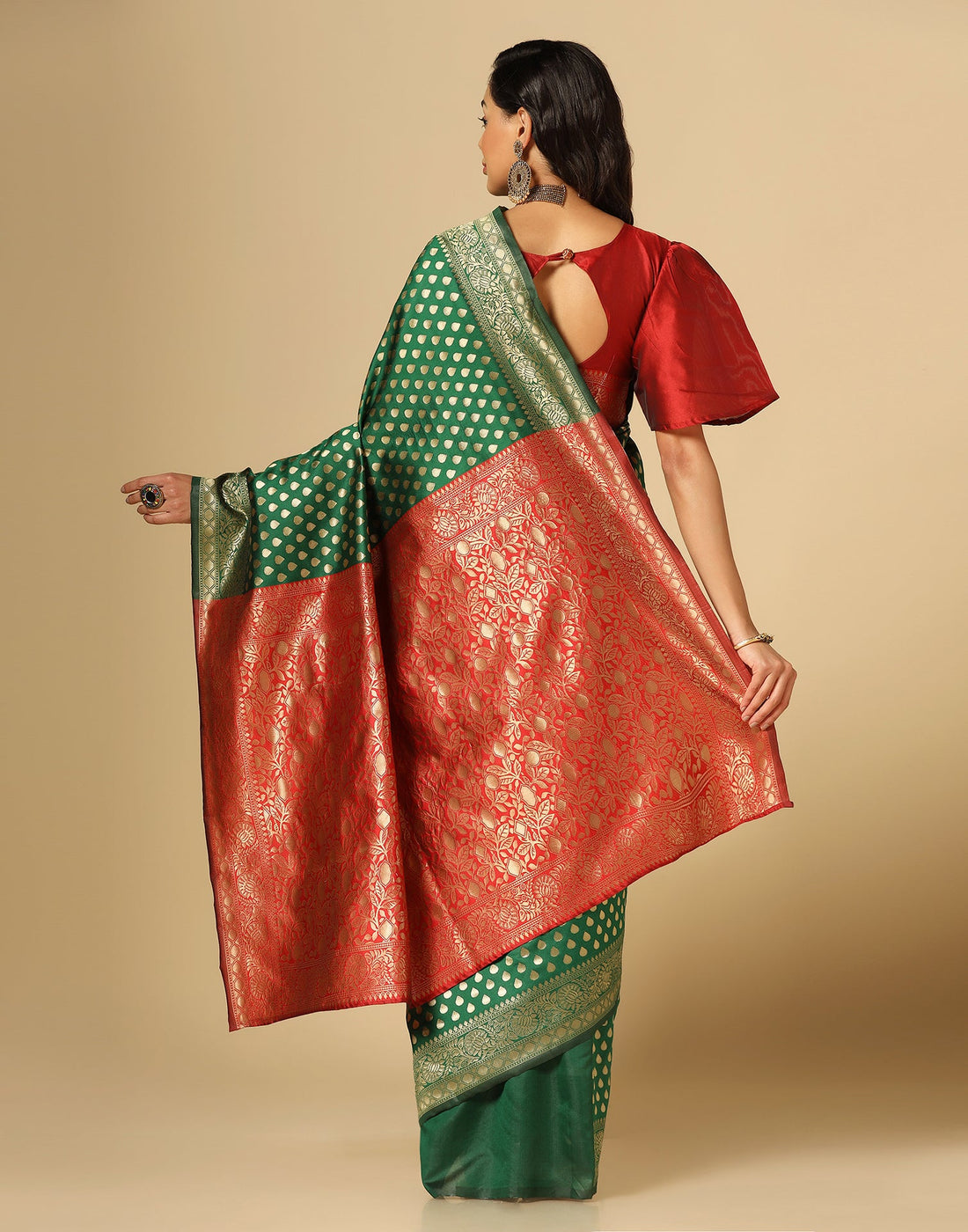 Green Banarasi Silk Saree | Sudathi