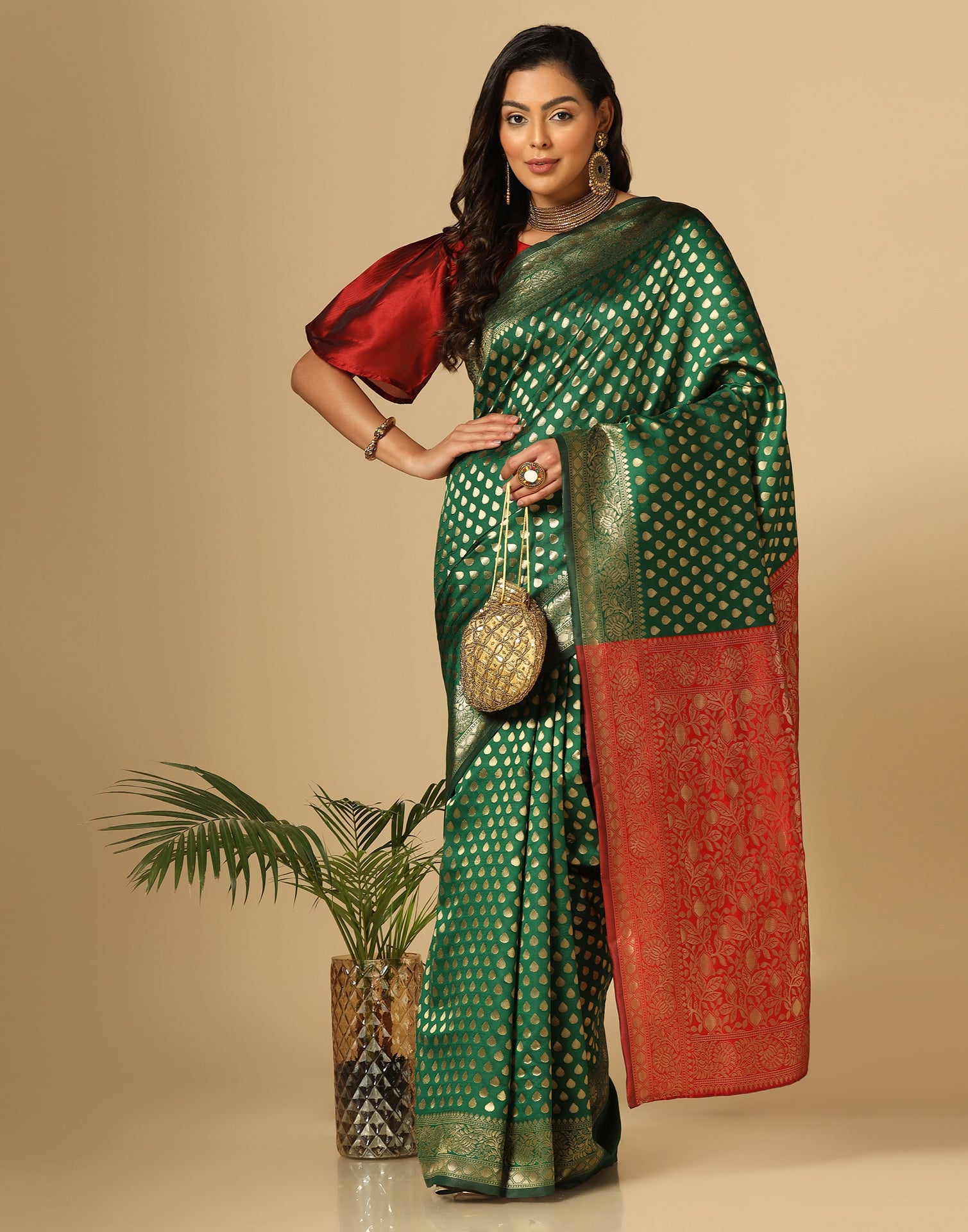 Green Banarasi Silk Saree | Sudathi