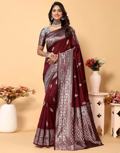 Maroon Banarasi Silk Saree | Sudathi