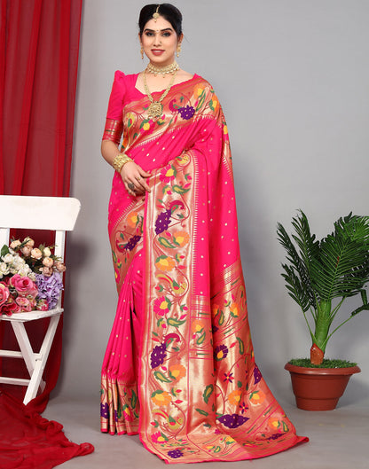 Rani Pink Paithani Silk Saree | Leemboodi