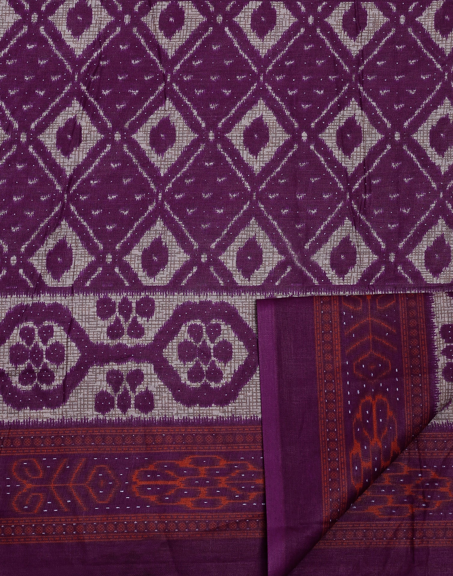 Purple Printed Cotton Saree | Sudathi