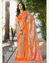 Light Orange Printed Chiffon Saree | Sudathi