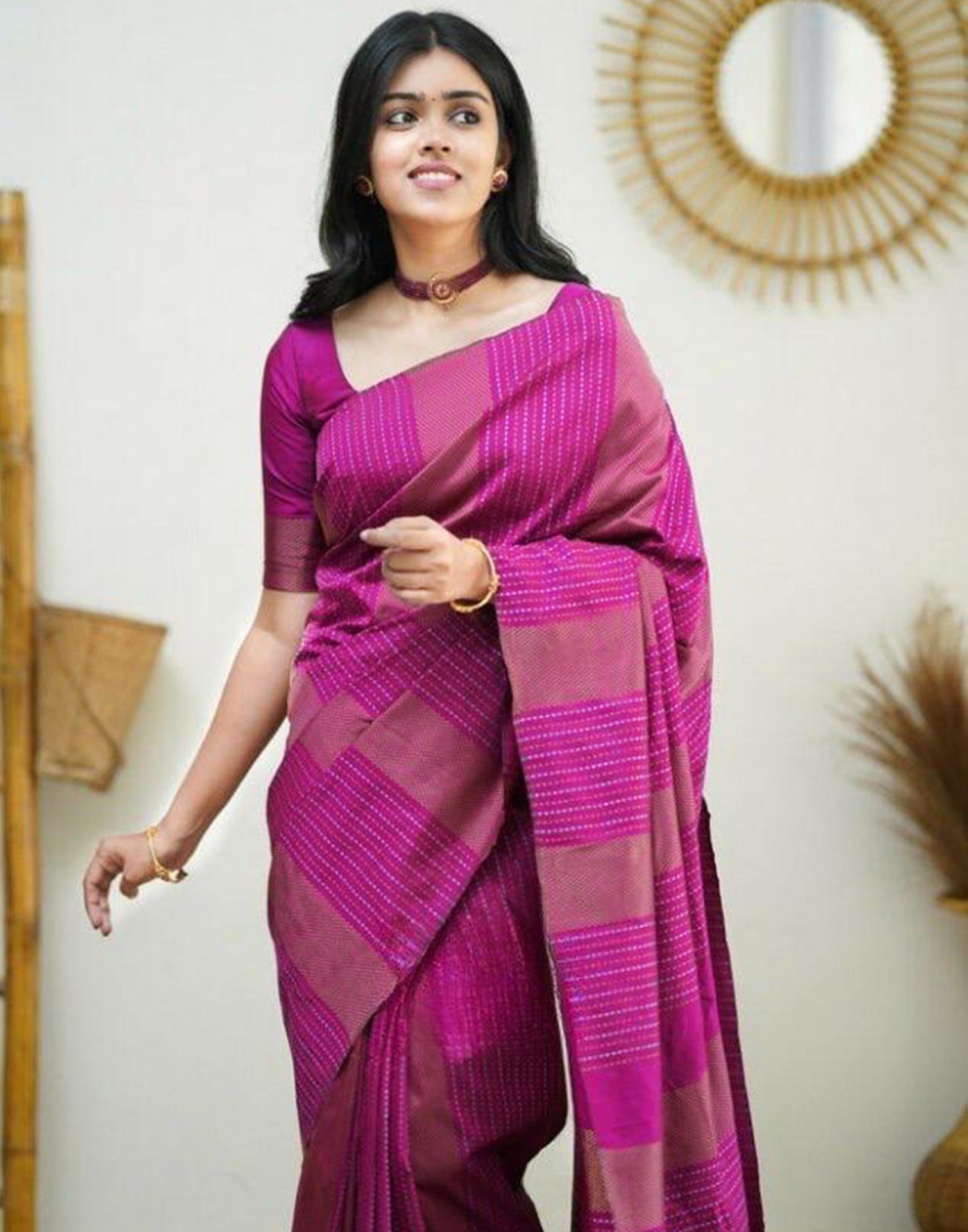 Rani Pink Kanjivaram Silk Saree | Sudathi