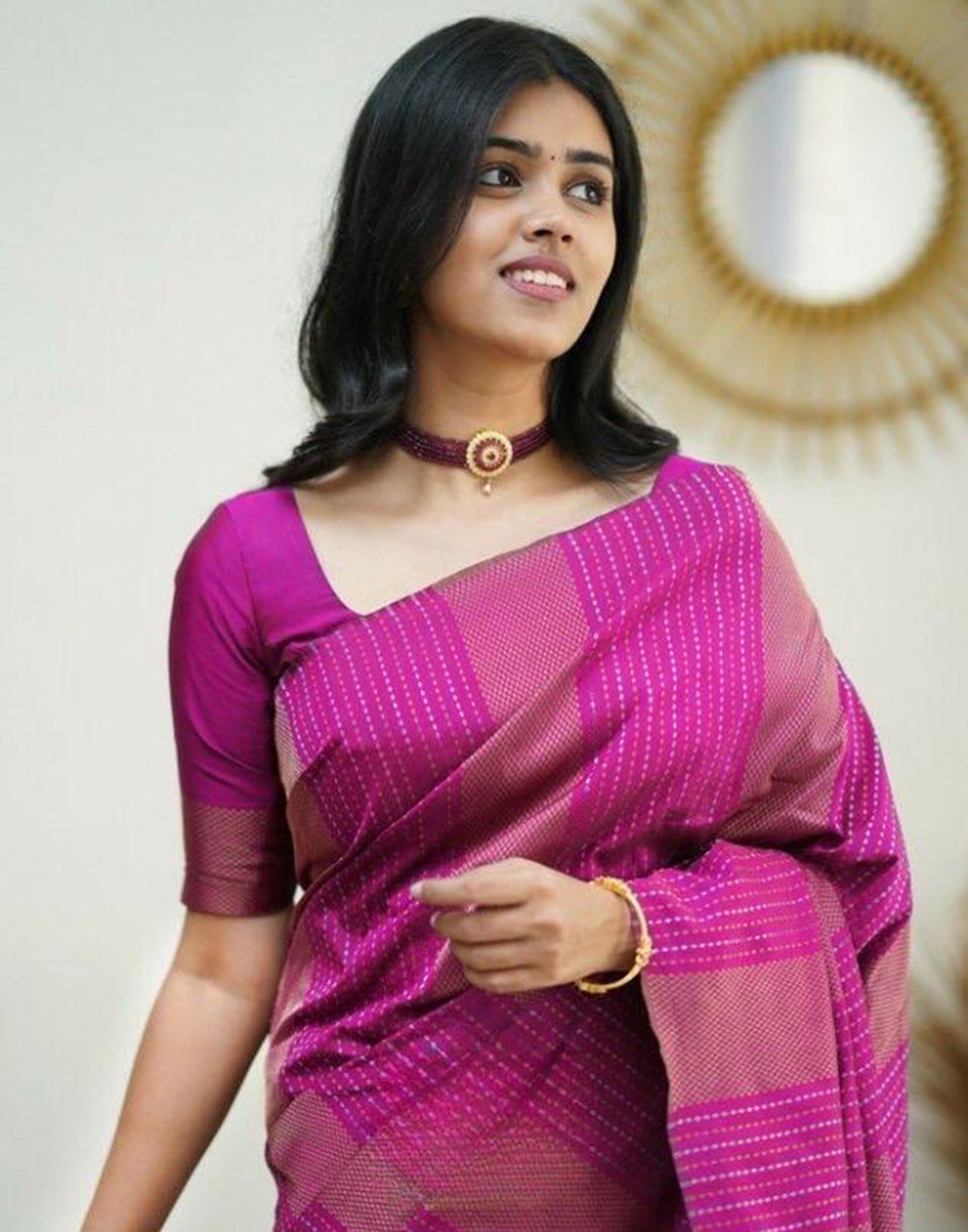 Rani Pink Kanjivaram Silk Saree | Sudathi