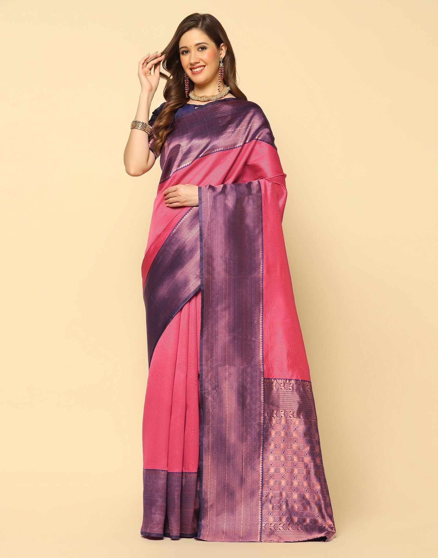 Pink Self Woven Silk Saree | Sudathi