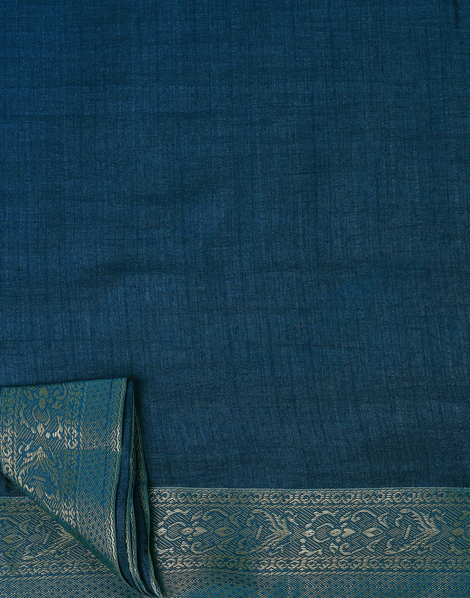 Dark Teal Blue Plain Silk Saree | Sudathi