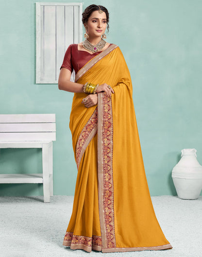 Turmeric Yellow Plain Silk Saree | Sudathi
