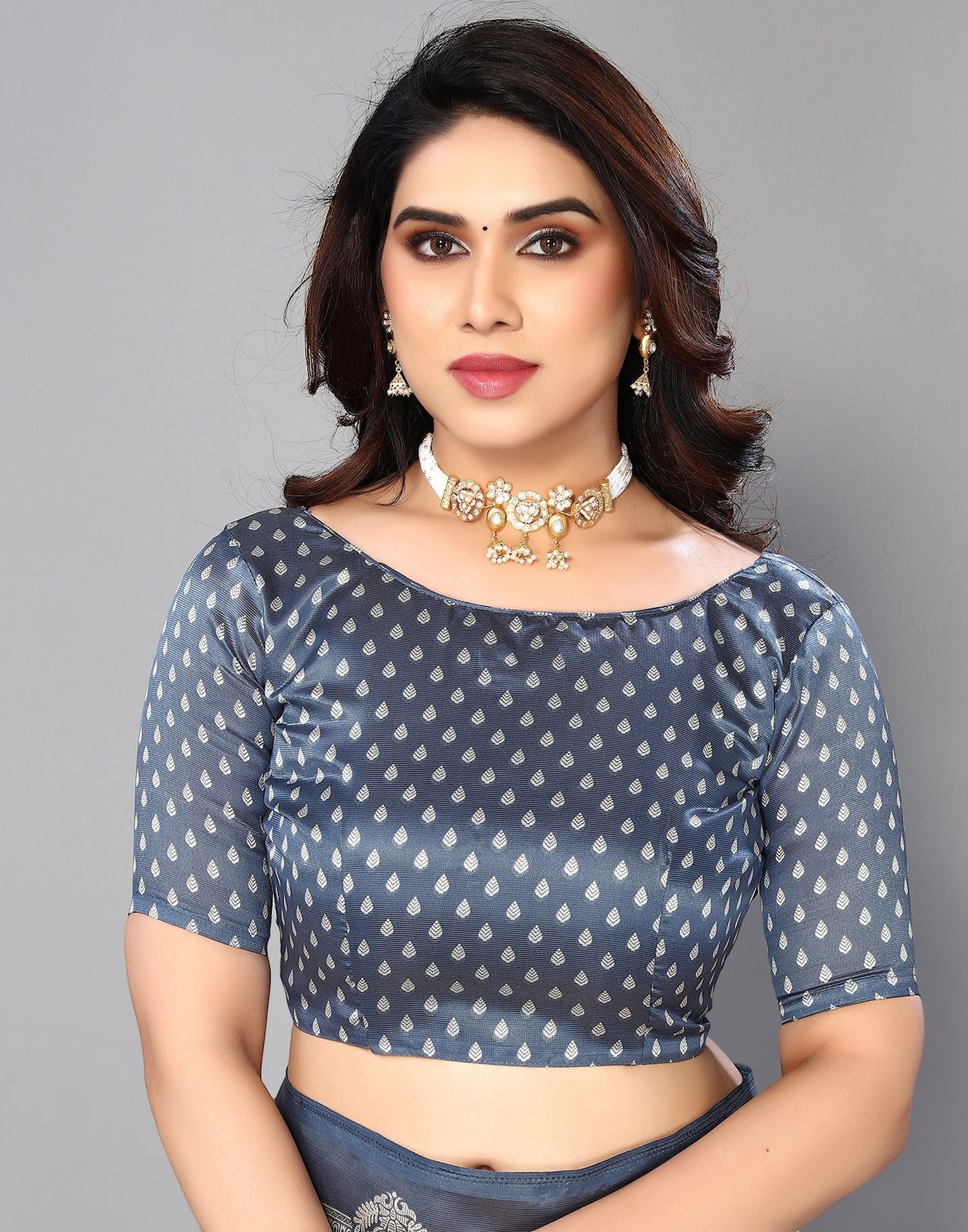 Grey Silk Printed Saree | Sudathi