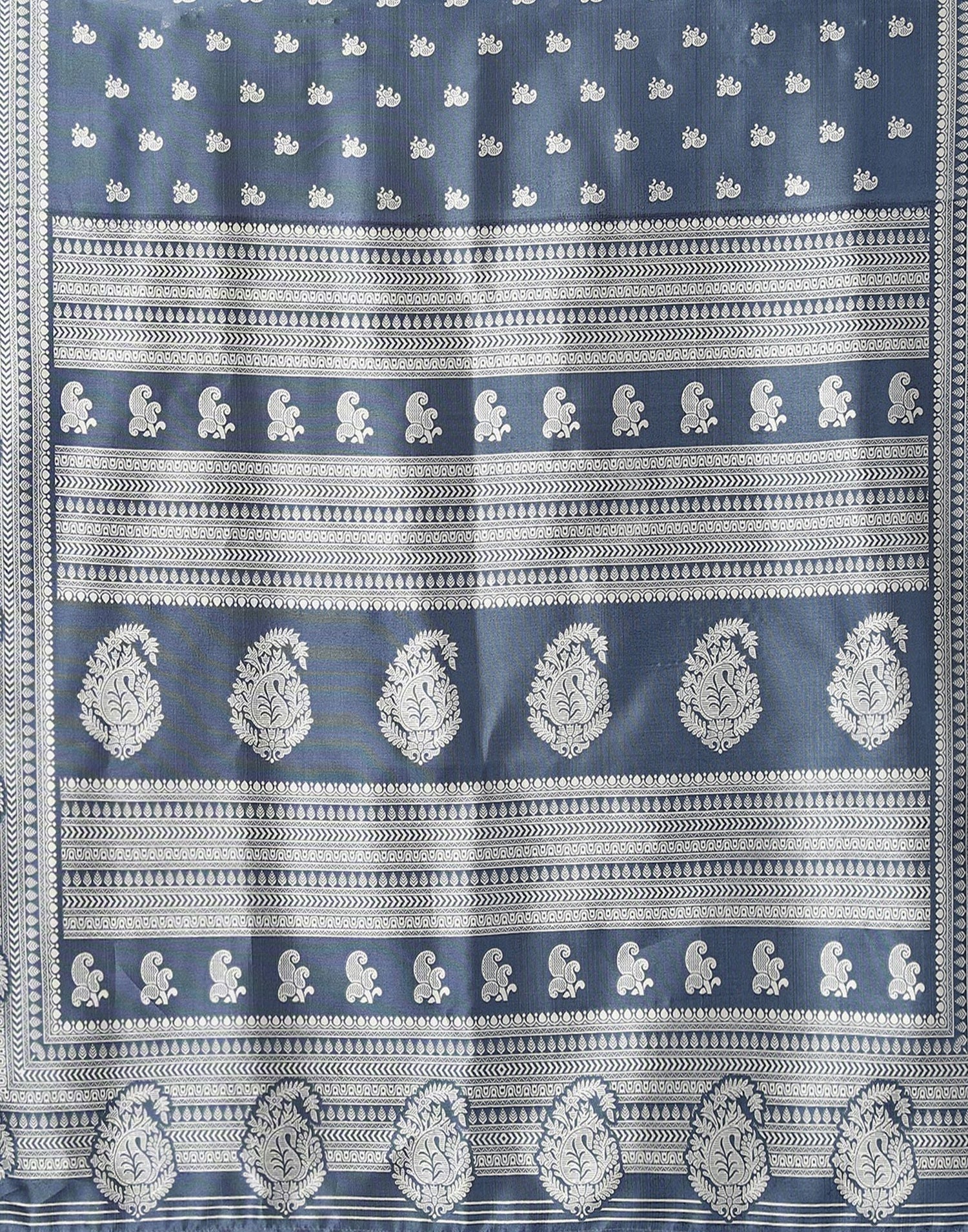 Grey Silk Printed Saree | Sudathi
