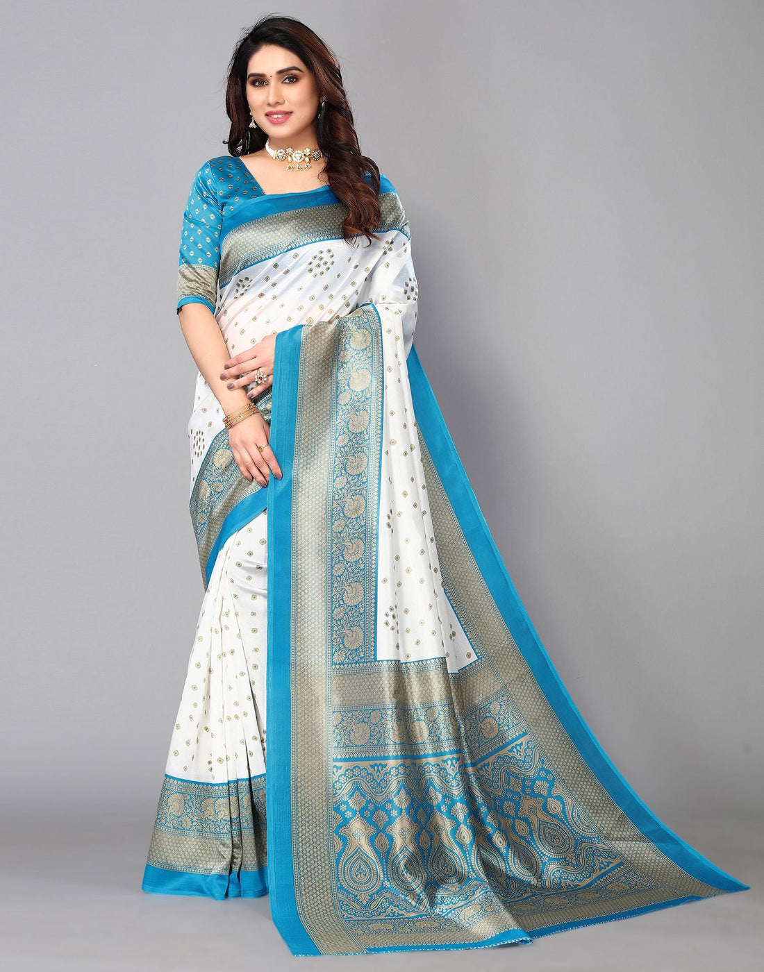White Silk Bandhani Saree | Sudathi